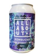 All About Kombucha Organic Blueberry and Mint Can 330ml