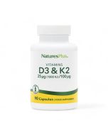 Natures Plus Vitamins D3 (25μg/1000 IU) & K2 (100μg) 90 Caps