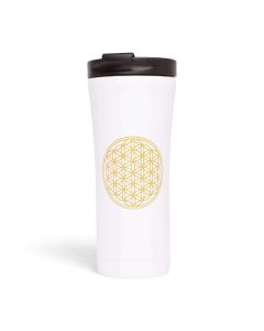 Bodhi White Flower of Life Insulated Stainless Steel Travel Mug 480ml