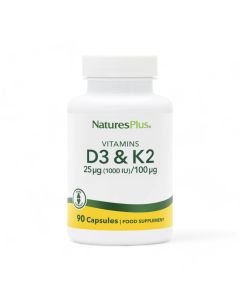 Natures Plus Vitamins D3 (25μg/1000 IU) & K2 (100μg) 90 Caps