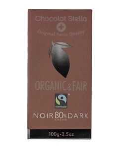 Chocolat Stella Organic, Fair Trade Dark Chocolate 80% (100g) 