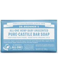 Dr Bronner’s Baby Unscented Pure Castile Bar Soap (140g) 