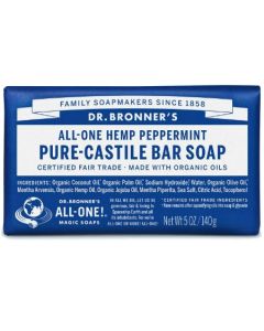 Dr Bronner’s Peppermint Pure Castile Bar Soap (140g)