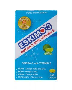 Eskimo Omega 3 with Vitamin E - Lime Flavour  (105 caps)