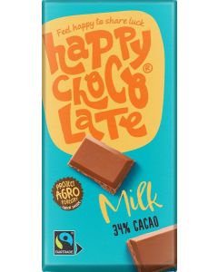 Happy Chocolate Organic Fairtrade Milk Chocolate 34% Cacao 200g