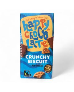 Happy Chocolate Milk Choc Bar Crunchy Biscuit Organic 100g