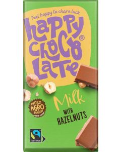 Happy Chocolate Organic Fairtrade Milk Chocolate with Hazelnuts 200g