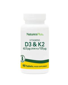 Nature's Plus Vitamins D3 & K2 2500iu 90 tabs