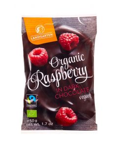 Organic Raspberry in Dark Chocolate Landgarten (50g)