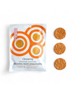 Clearspring Japanese Brown Rice Crackers Whole Sesame & Tamari Organic 40g