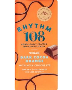 Rhythm 108 Organic Vegan Dark Cocoa Orange Chocolate 100g