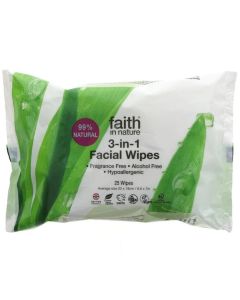 Faith in Nature 3-in-1 Facial Wipes 25 wipes