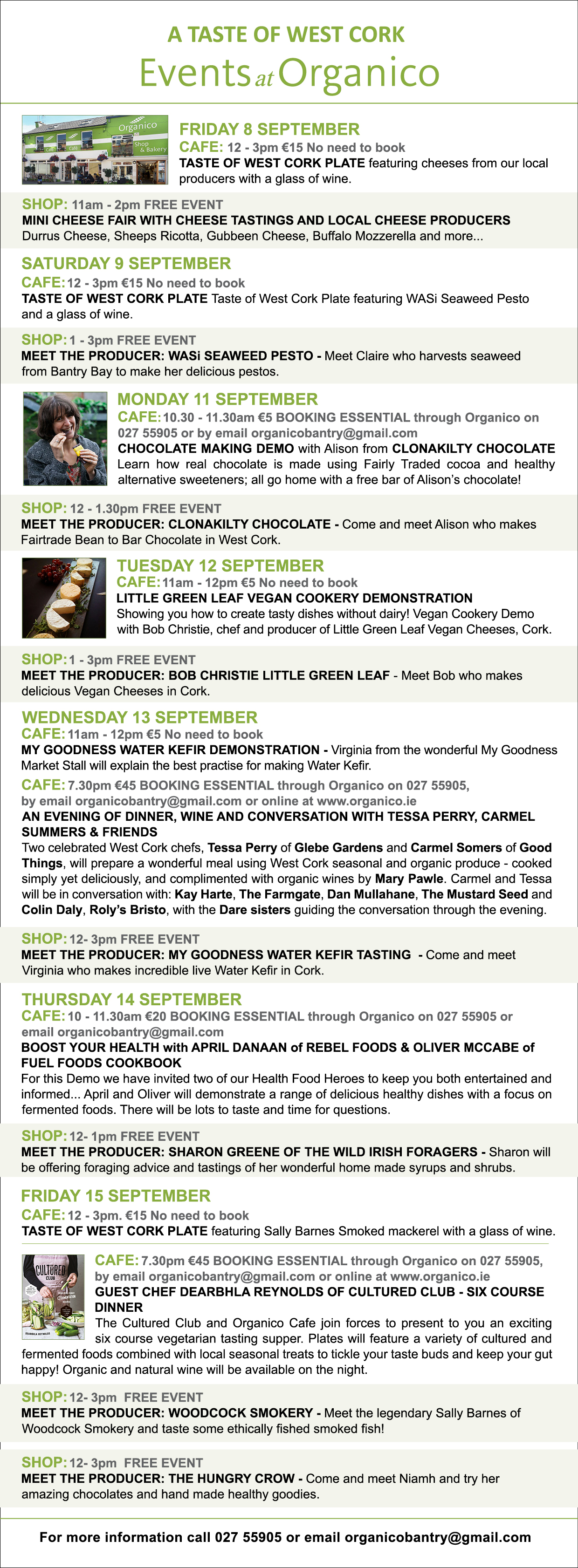 Taste of West Cork events at Organico
