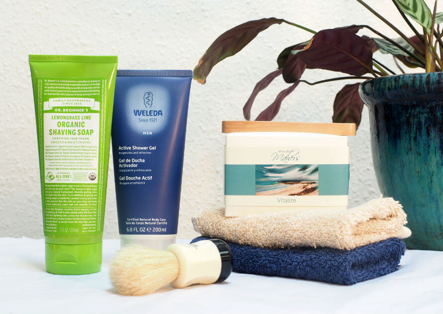 Men's natural skincare products, soaps and cleansers available at Organico 