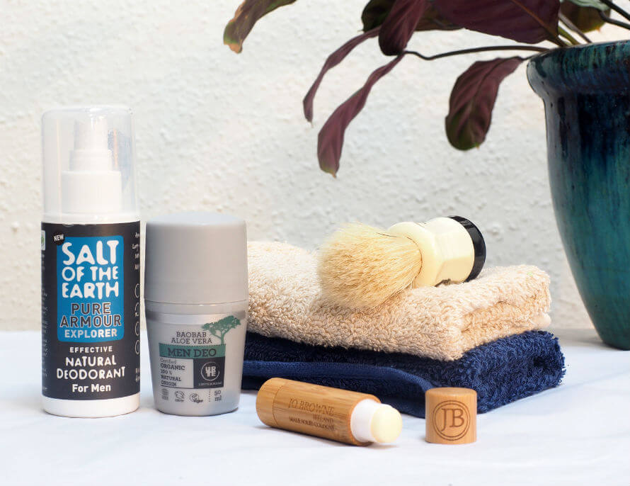 Men's natural skincare products, deodorant and cologne available at Organico