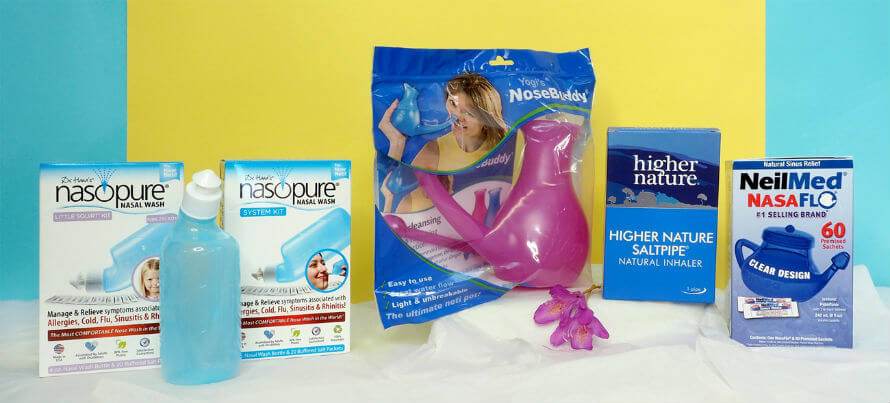 A range of neti pots to treat hay fever available at Organico