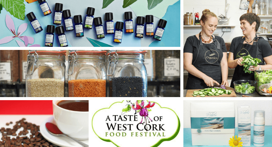 Collage of images related to events taking place at Organico for 2019 A Taste of West Cork Food Festival