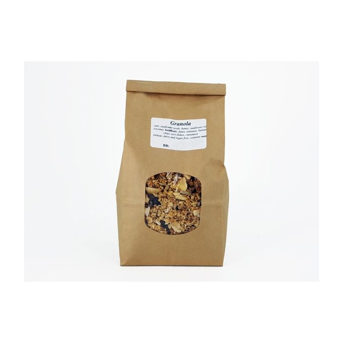 Brown paper bag of Orgninco housemade granola