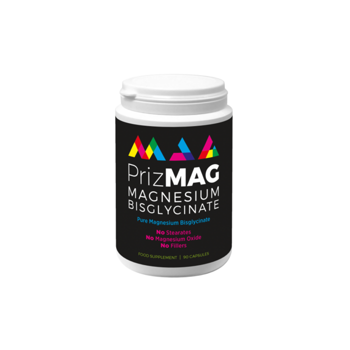 Plastic tub of PrizMag Magnesium Bisglycinate