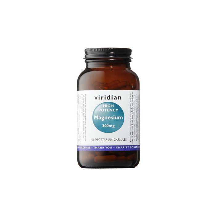 Dark glass bottle of Viridian High Potency Magnesium 