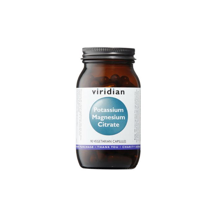 Dark glass bottle of Viridian Potassium Magnesium Citrate
