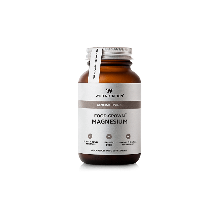 Dark glass bottle of Wild Nutrition Food-Grown Magnesium 